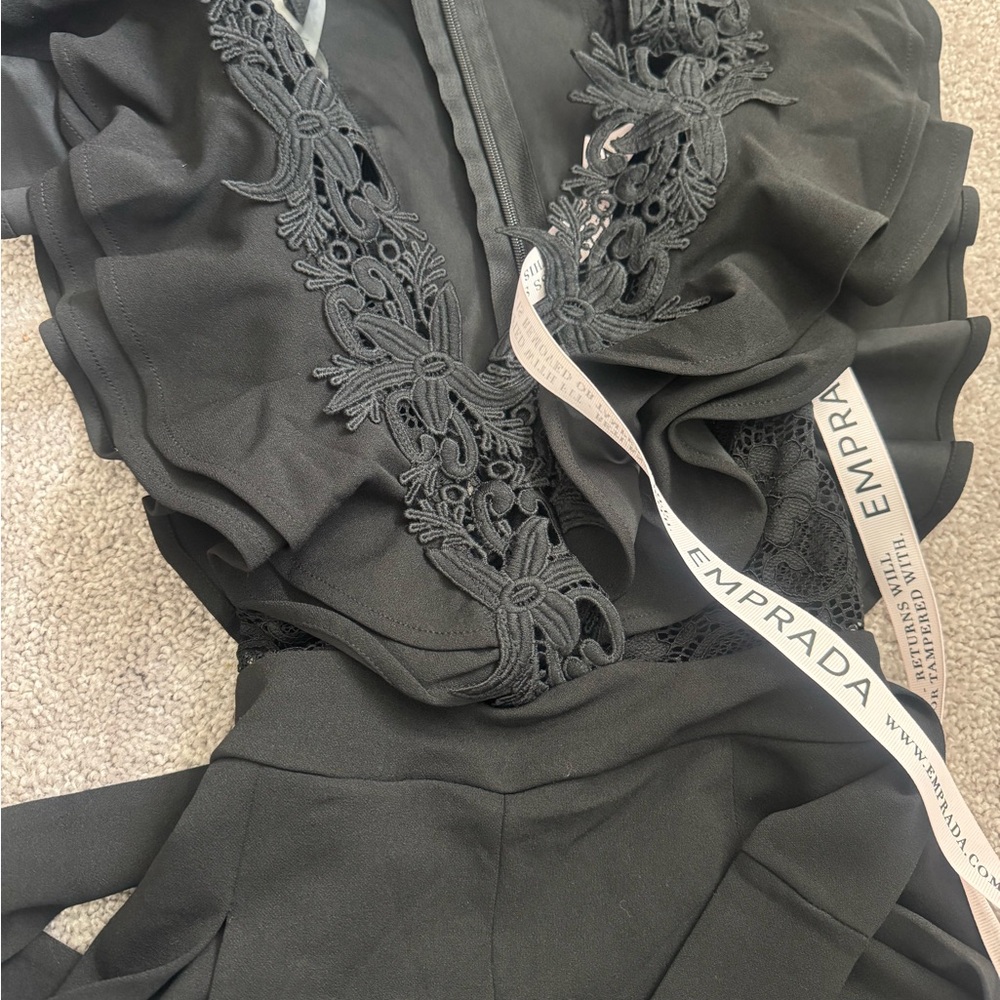 NWT Emprada Black Lace Bodice Tie-Waist Romper – Dressy - Picture 4 of 4